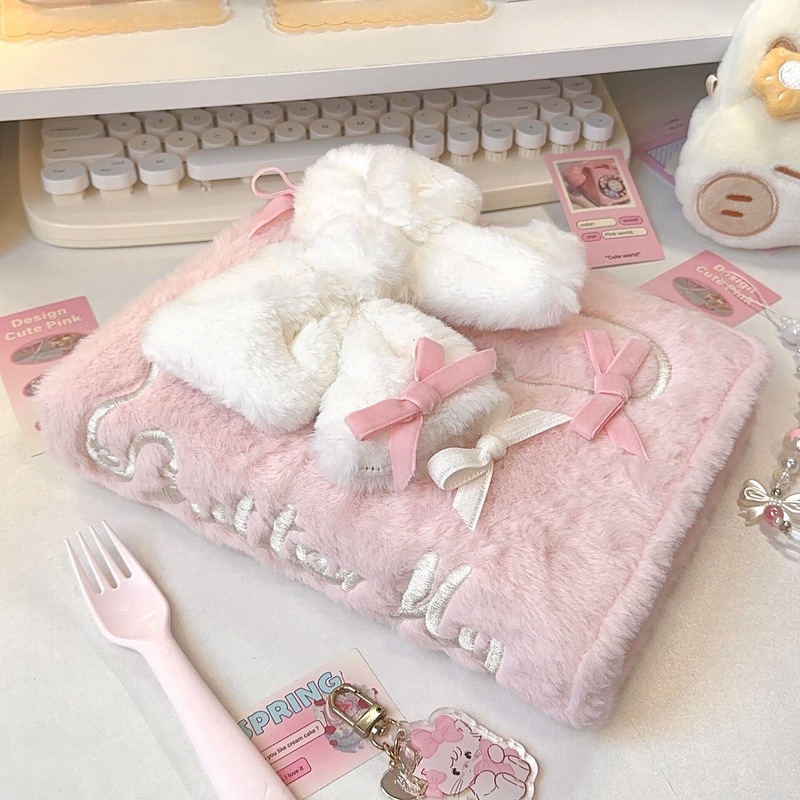ピンクのリボンぬいぐるみルーズリーフカードアルバム a5 四方格子ガールハート 3inch 小さなカードポラロイド収納フォトアルバム|undefined