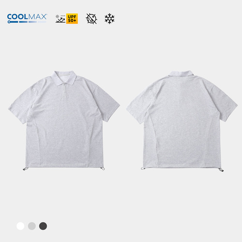 TRS Men's Clothing | 25SS COOLMAX Summer Cool Sensation Moisture-Wicking Polo Shirt Loose drawstring short-sleeve T-shirt for Men