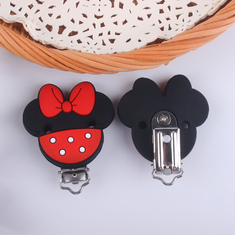 Nuevo bebé suministros de dibujos animados de silicona animal chupete clip calmante bebé chupete de silicona anti-gota clip de cadena