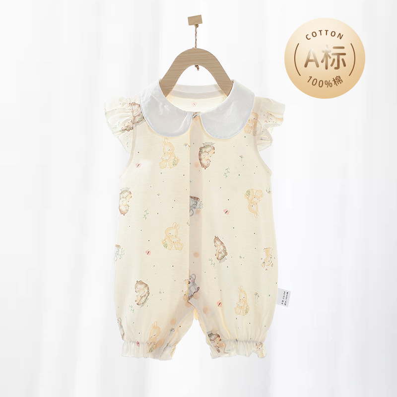 Summer Short-sleeved Jumpsuit for Baby Girls Summer Thin Half-sleeved Jumpsuit Summer Outfit Super Cute Climbing Clothes for Girls