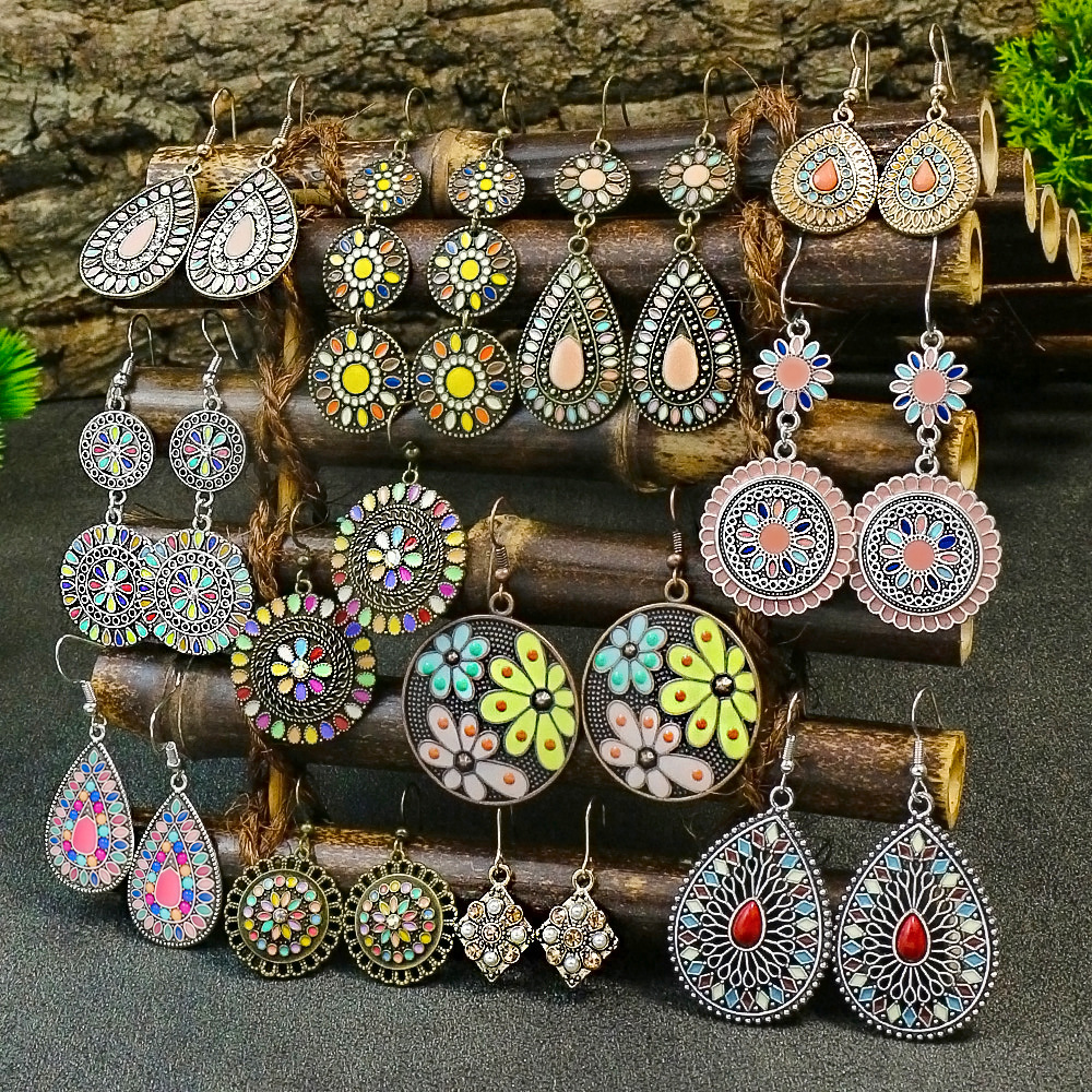 Cross-Border Hot-Selling Bohemian Style Earring Set, European and American Popular Antique-Style Earrings, Amazon Jewelry Manufacturer Wholesale