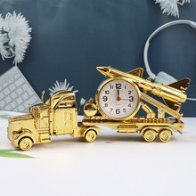 创意火箭运输车模型闹钟炫酷学生礼物床头台钟书房卧室装饰工艺品