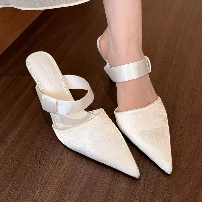 2025 весна новая pointed toe slim heels high heels выглядят стройно французская мода sexy красота женские туфли