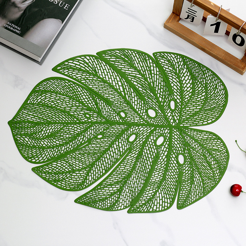 Gold-Stamped Pvc Heat-Resistant Placemat Creative Turtle Leaf Western Dining Mat Anti-Scald Heat-Insulating Table Mat Tableware