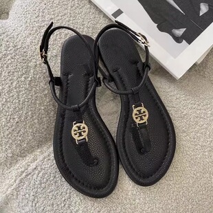 2025 Summer New Style Clip Toe Sandals Women's Outfit Flat Niche All-Match Fashion Roman Herringman Clip Sandals