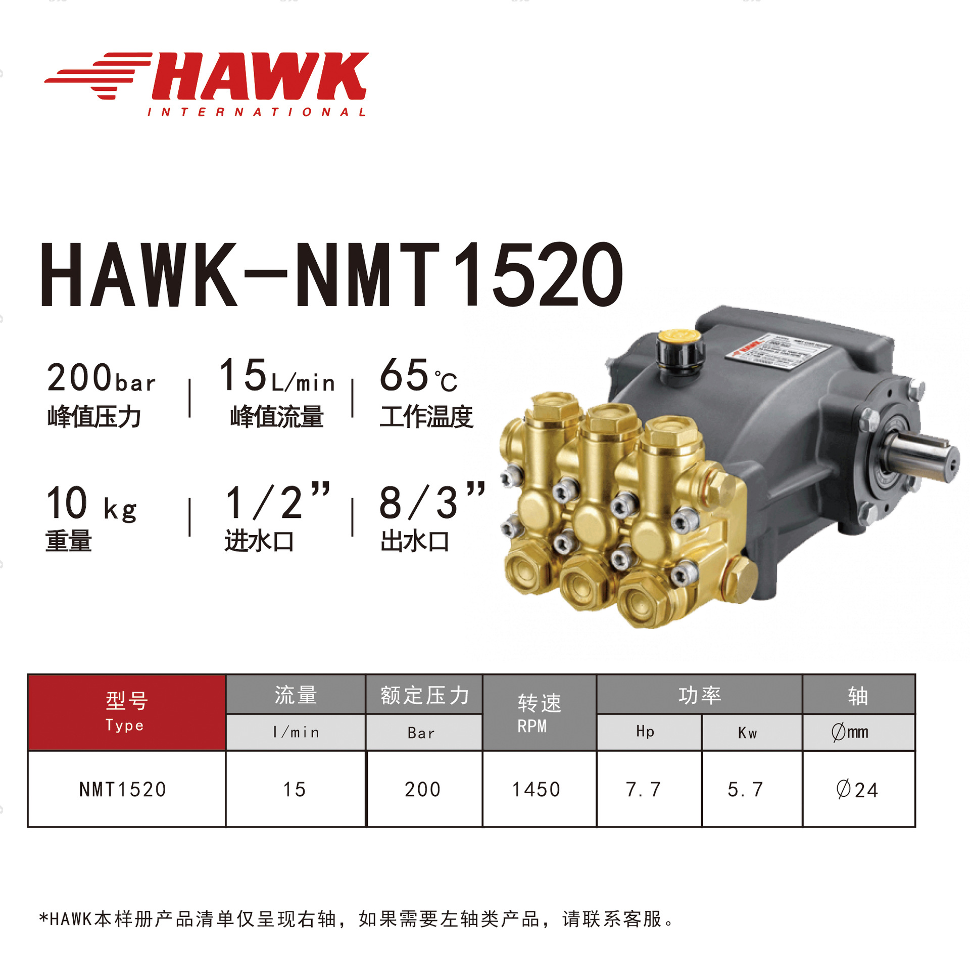 HAWK Italia bomba de alta presión de grado industrial autorizada limpiadora de alta presión