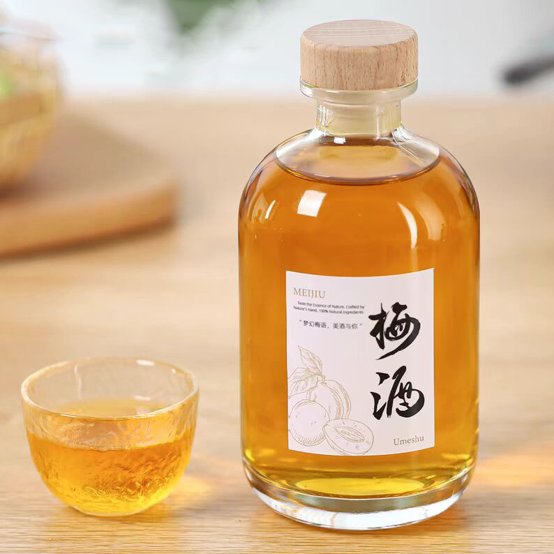 Venta al por mayor una botella de vino blanco Jin 250ml botella de vino pequeña botella de vino de 18 años 500ml botella de vino de fruta de vidrio transparente sellada