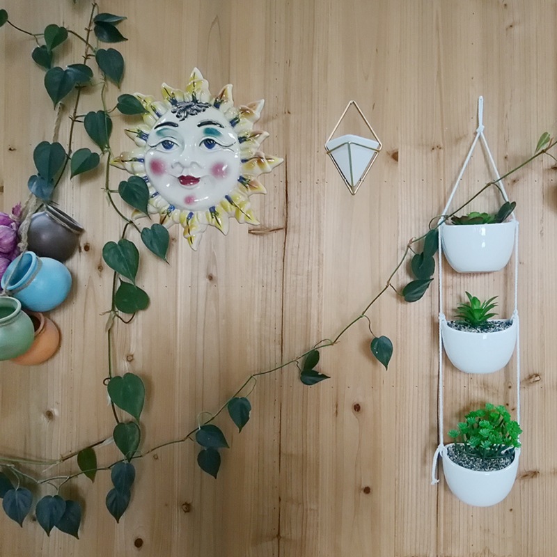 Colgante de cerámica maceta colgante orquídea cuenca montado en la pared verde rábano suculenta plantación de flores balcón simple maceta colgante cesta tamaño