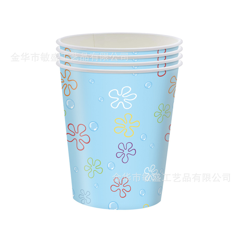 新款海绵宝宝生日派对卡通派对生日盘餐巾杯纸一次性桌布装饰|undefined