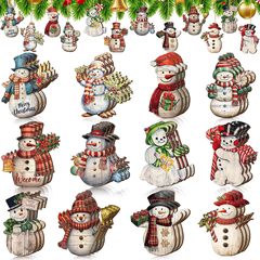 36 個のクリスマス木製装飾ペンダントクリスマスツリー装飾雪だるまスノーフレークサンタクロースファームハウスパーティーペンダント