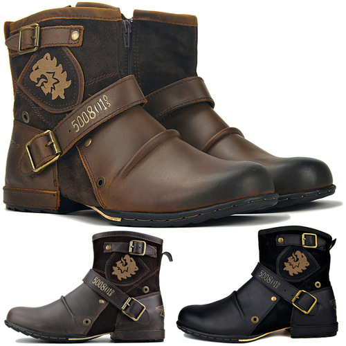 Men's Shoes Boots Warm Leather Vintage Motorcycle Male Boots