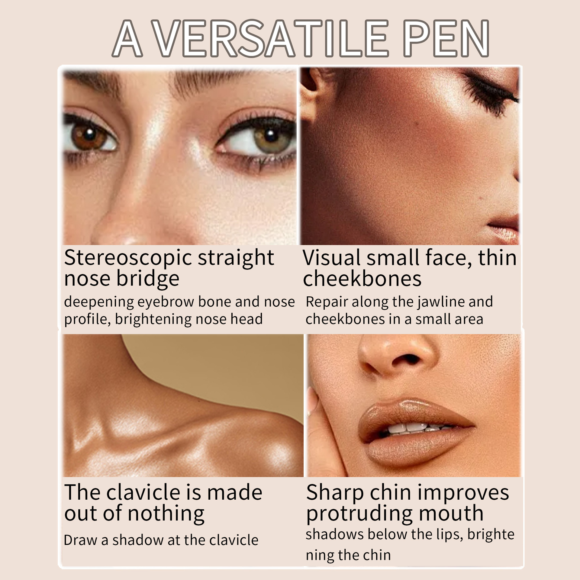 SHCOETY Dual-head contouring stick, high-gloss one-piece pen, matte three-dimensional Contouring, Nose shadow brightening, Horizontal pen, Cross-border undefined