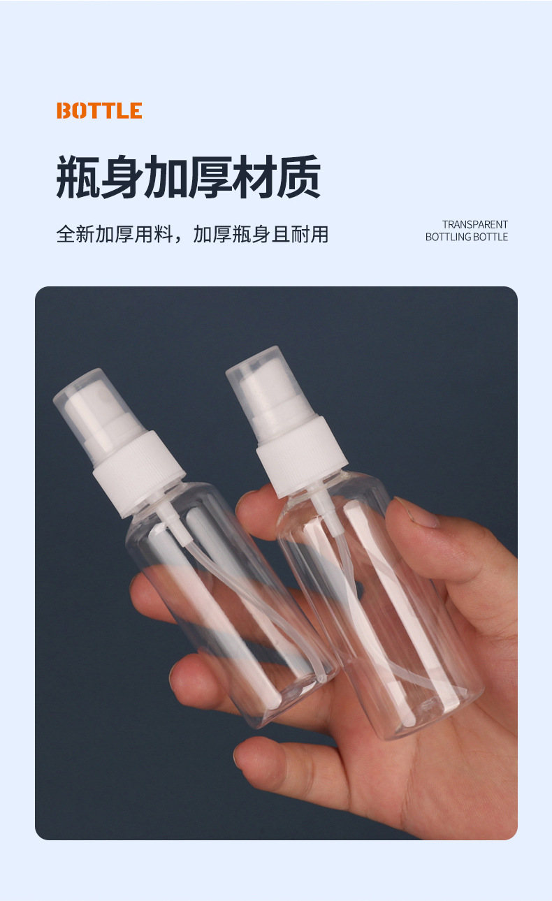 Wholesale In Stock 30ml 50ml 100ml Clear Plastic Spray Bottles Alcohol Perfume Press Spray Refill Bottles