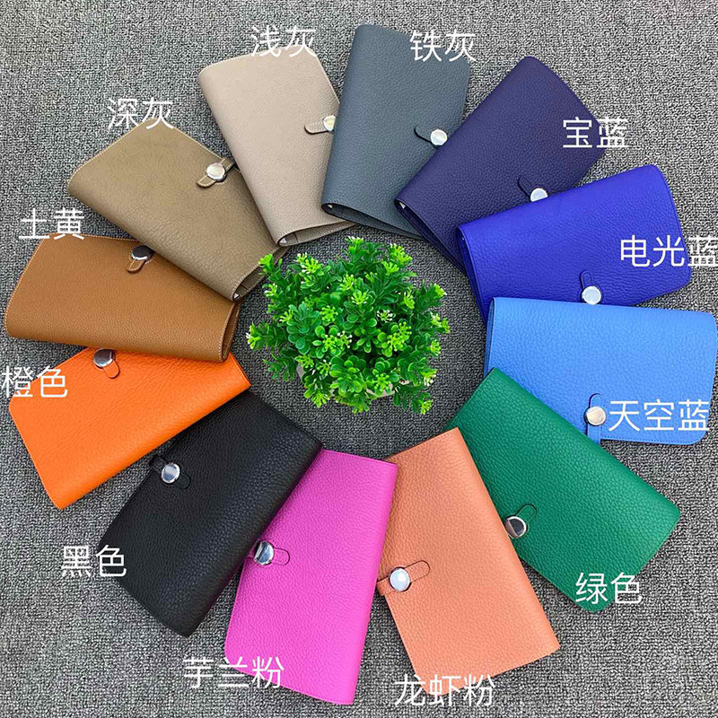 Hot Sale Genuine Leather Women's Wallet togo Leather Litchi Pattern Long Wallet Leather Clutch Large Capacity Long Wallet