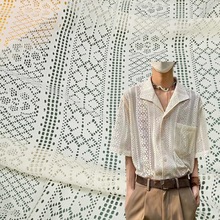 涤氨针织提花网眼布大小孔镂空弹力薄款服装服饰布料手工DIY辅料