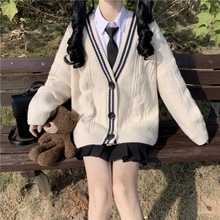 韓國毛衣針織開衫女2022秋冬新款學院風減齡外搭長袖寬松洋氣外套