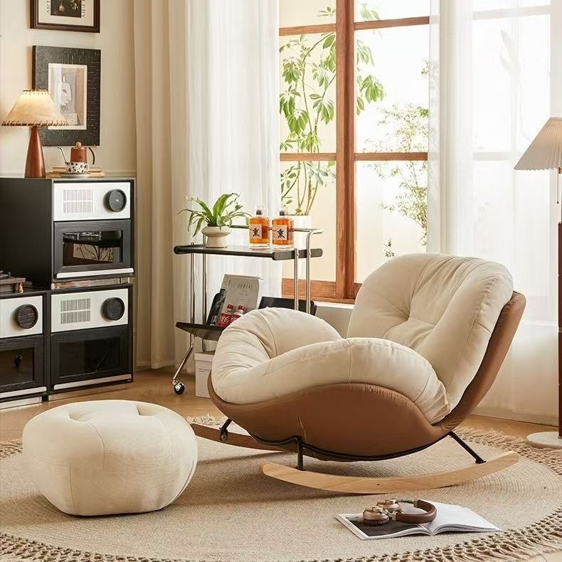 Living room rocking chair, adult-sized, suitable for balconies, snail-shaped leisure chair, light luxury cream-colored design, popular internet celebrity style, single-person lazy sofa for bedrooms Living room rocking chair, adult-sized, suitable for balconies, snail-shaped leisure chair, light luxury cream-colored design, popular internet celebrity style, single-person lazy sofa for bedrooms