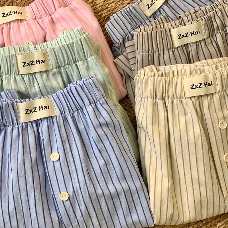 Spring and Summer Thin Simple Casual Contrast Color Striped Pants Comfortable Exterior Breathable Pinstripe Home Pants