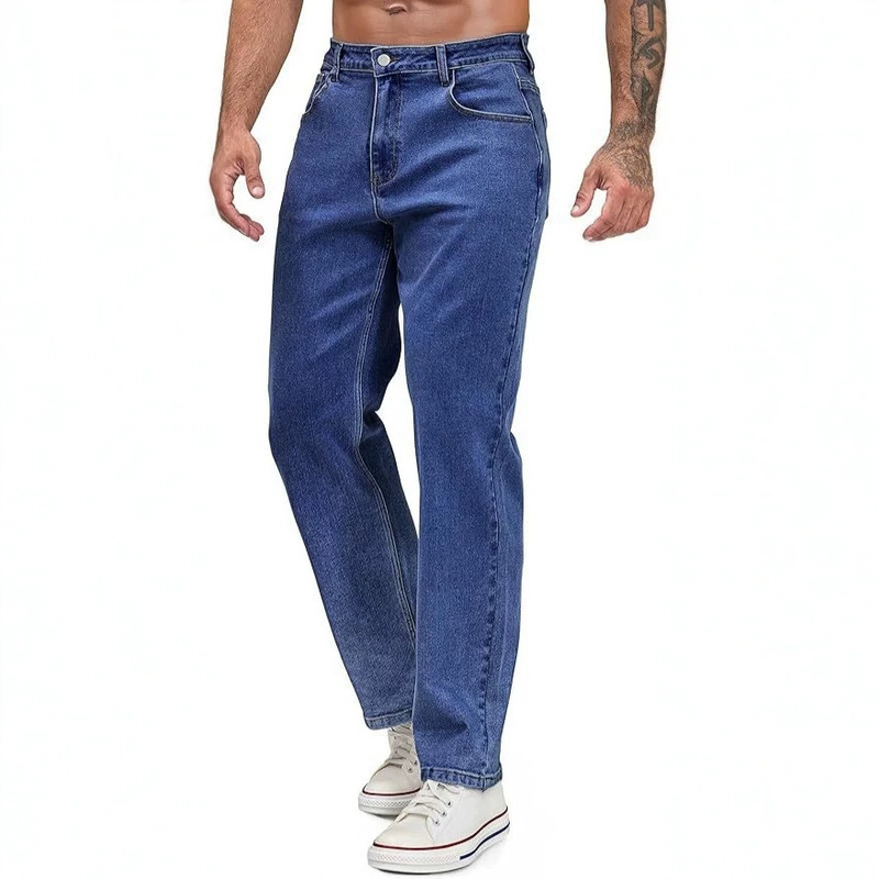 Men's Regular Fit Stretch Jeans, Straight Leg, 5-Pocket Classic Comfortable Elastic Denim Pants