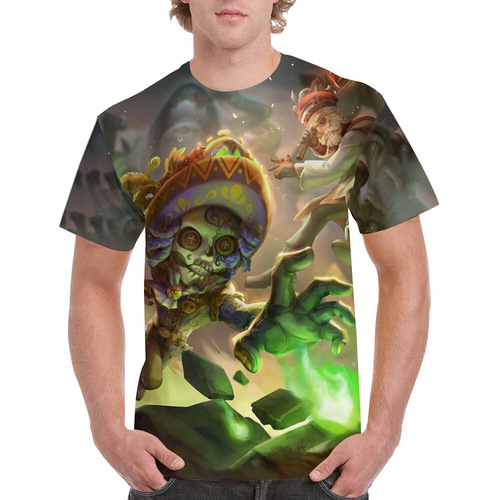 Halloween new men's fashion digital-print T-shirt—unisex, for teens and men, short-sleeved T-shirt.