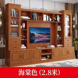 现代简约实木电视柜客厅整体电视背景墙柜组合柜简约橡木影视地柜