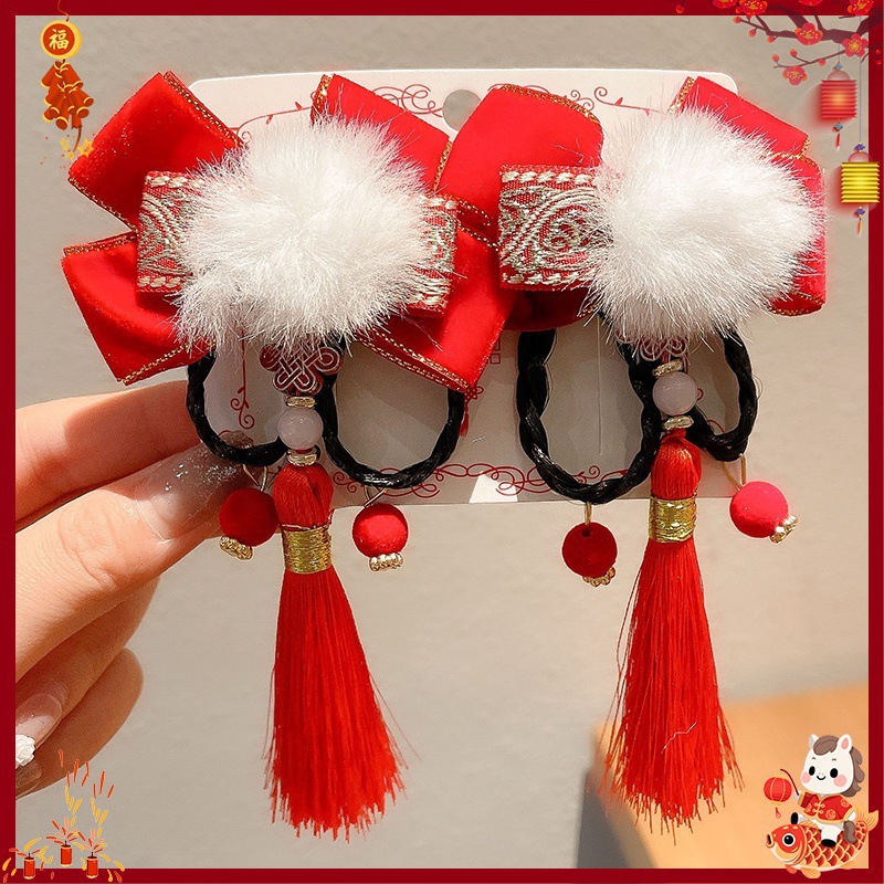 Horquilla Infantil con Borlas Chinas Hecha a Mano para Año Nuevo y Hanfu
