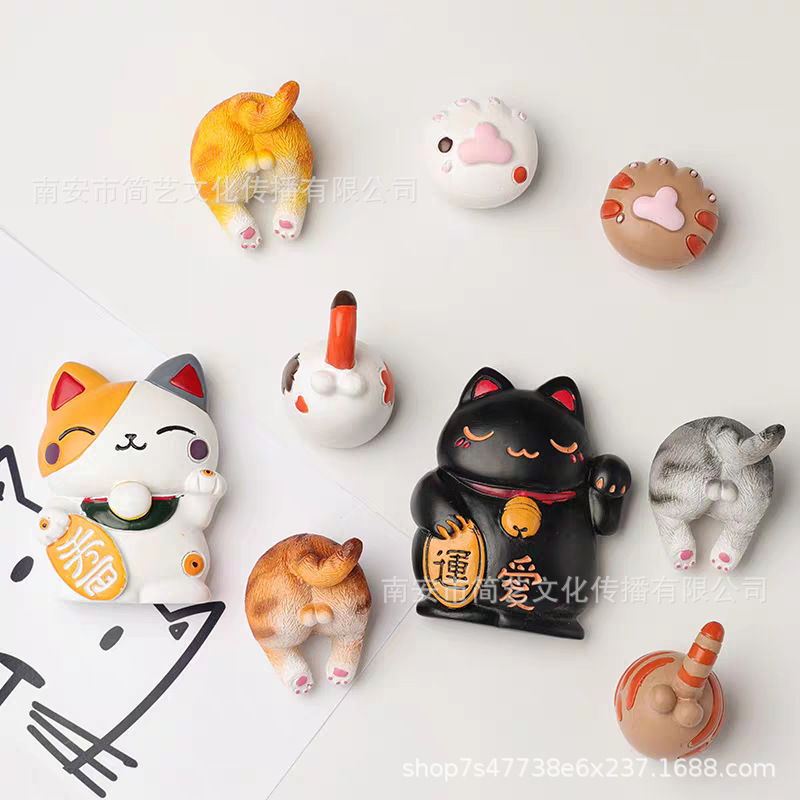 猫咪可爱3D冰箱贴仿真小猫磁铁卡通动物鸭子兔子家居装饰
