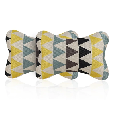 cotton and linen neck pillow – Headrest - headrest-with-yellow-and-white-squares