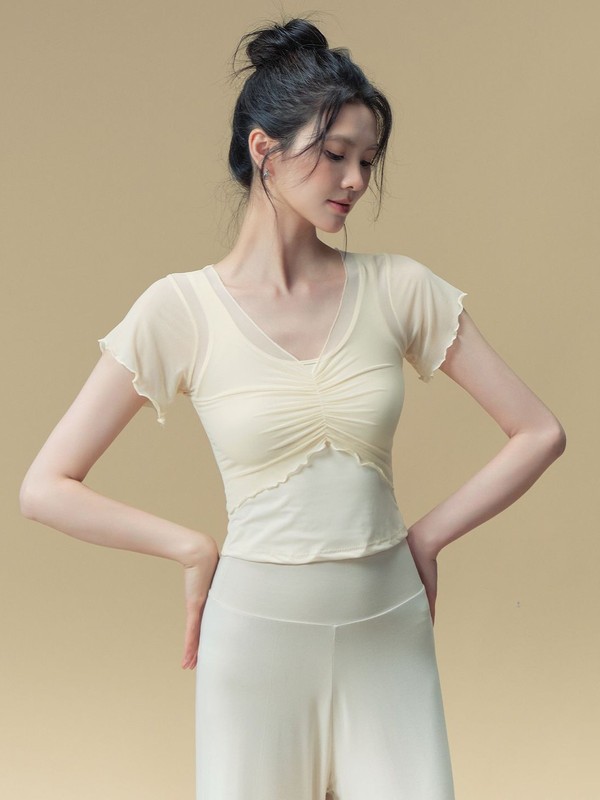 ヨガ服女性の夏の新しいスポーツトップスメッシュ通気性ヌード半袖 Tシャツピラティストレーニングフィットネス服|undefined
