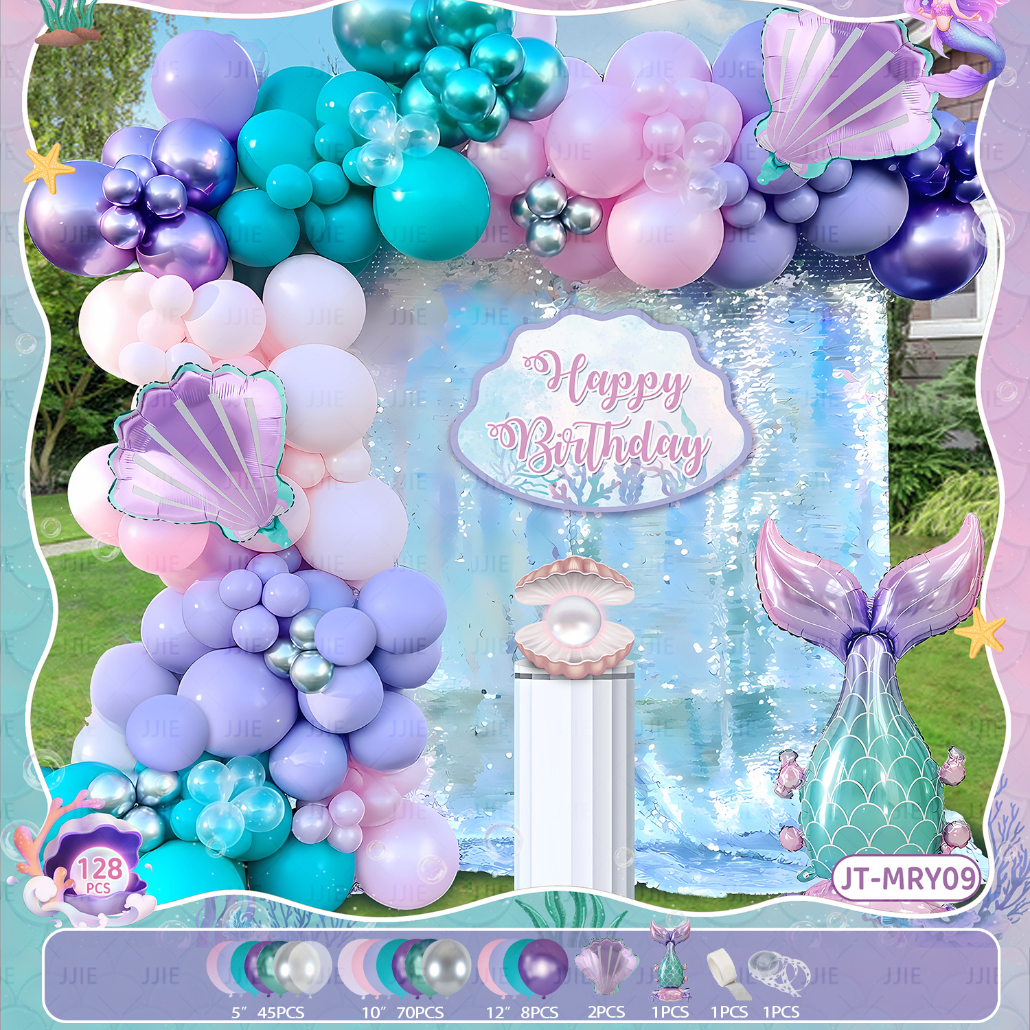 Amazon sirena cadena de globo cola sirena set de globo mar temático fiesta decoración para niños