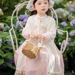 汉服女童秋装长袖新中式套装春秋款马甲连衣裙古风仙洋气中大童