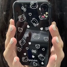 可爱甜酷猫手机壳适用苹果软女黑色软壳