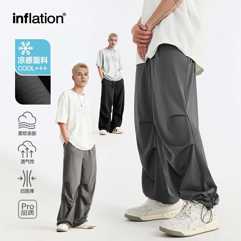 Jie Zhan Men's Clothing | Parachute Air Conditioning Pants 26 Spring/Summer New Cool Casual Pants Trendy Brand Ice Silk Parachute Pants Unisex