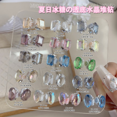 5つの水晶の積み重ねのドリルのネイルアクセサリーは色を通します。