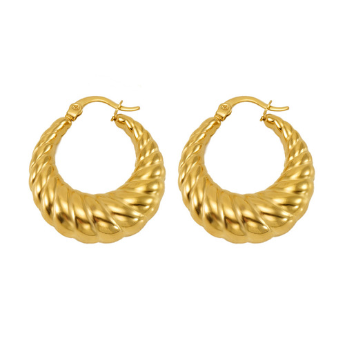 Exaggerated European and American Style Titanium Steel Hollow Earrings for Women with an INS Sense of Elegance, Simple 18K Earrings for Women, Wholesale