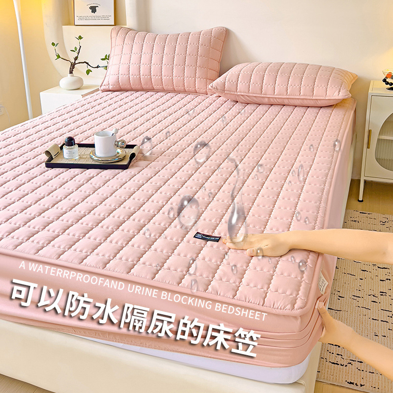 Cubierta de cama impermeable a prueba de orina acolchada acolchada de algodón de clase A personalizada funda protectora de colchón Simmons funda de cama antideslizante de algodón puro a prueba de polvo