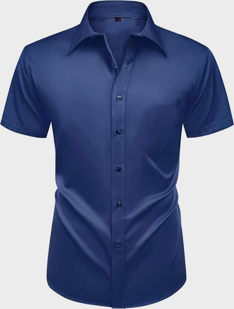 K Short Sleeved Solid Color Shirt, Formal Shirt, No Ironing Men's Shirt_viptrois.com