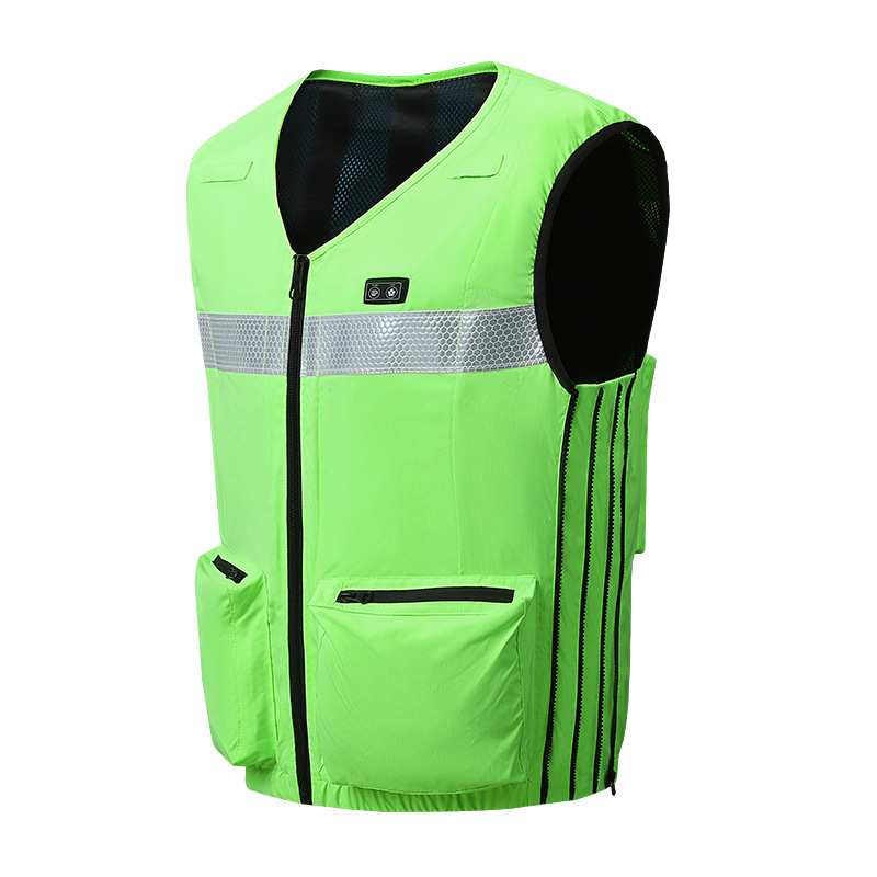 Nuevo ventilador de refrigeración de circulación de agua transfronterizo, ropa de aire acondicionado de enfriamiento, tiras reflectantes, ropa de trabajo de múltiples bolsas, ropa de servicio