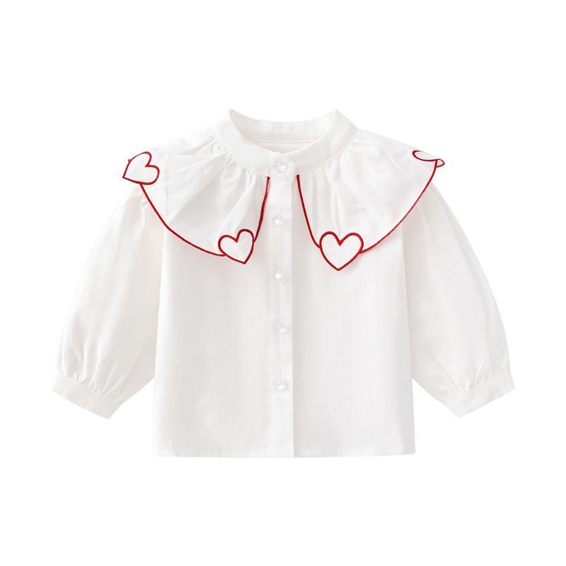 Cross-Border Girls' Shirts, Children's Clothing, Baby Heart-Shaped Collar Pure Cotton Shirts, Spring Fashion Children's Tops, Toddler Clothes Cross-Border Girls' Shirts, Children's Clothing, Baby Heart-Shaped Collar Pure Cotton Shirts, Spring Fashion Children's Tops, Toddler Clothes