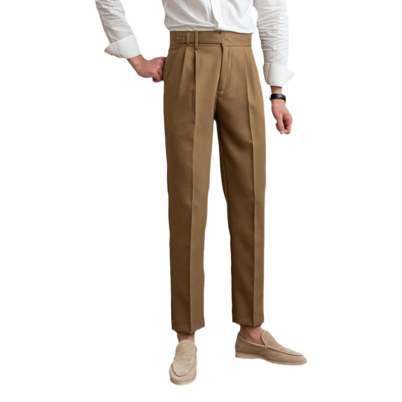 Primavera y otoño estilo coreano Nápoles diseño MEDIADOS DE-alta cintura recta pantalones cortos británico crujiente anti-arrugas pantalones casuales hombres