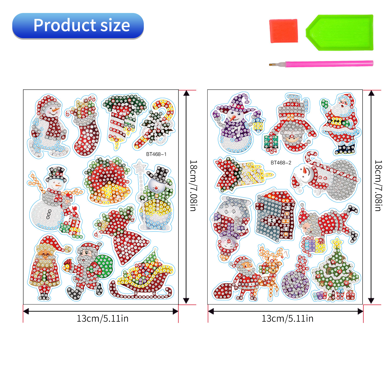 Navidad pintura de diamantes pegatinas al azar niños bricolaje dibujos animados hechos a mano pegatinas de pared de Santa Claus pegatinas de regalo de diamantes