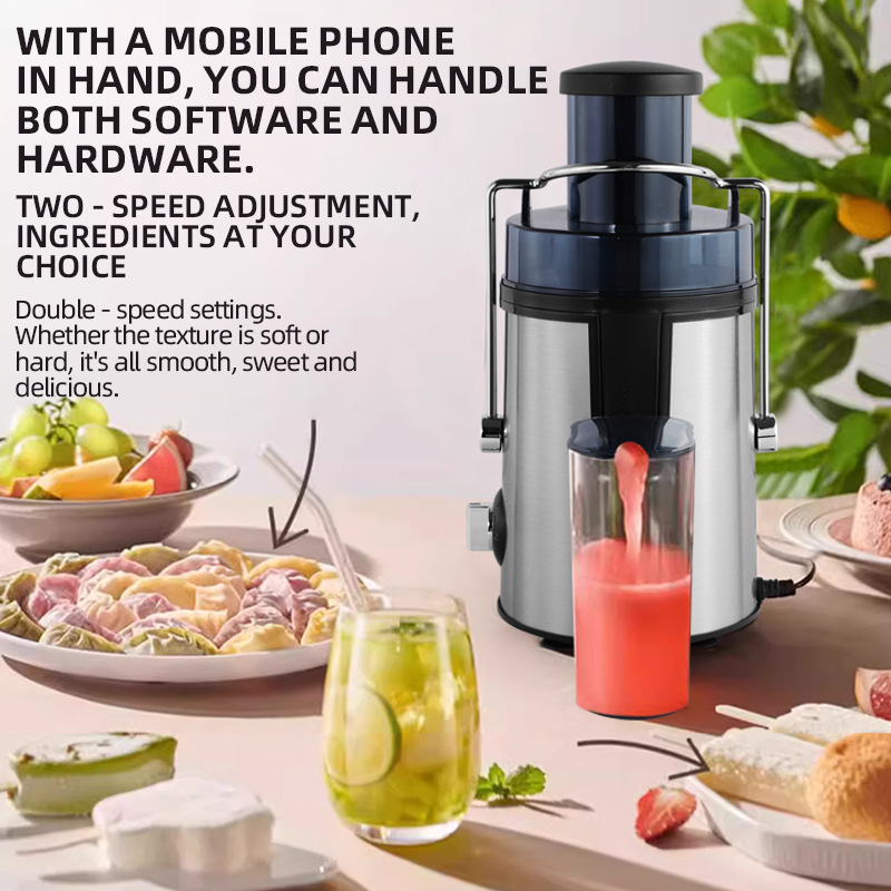 Centrifugal Juicer Machine, 2-Speed, Large Feed Chute, Stainless Steel, Pulp Separation, Easy Clean, For Fresh Fruit & Veggie Juice At Home_voghion.com