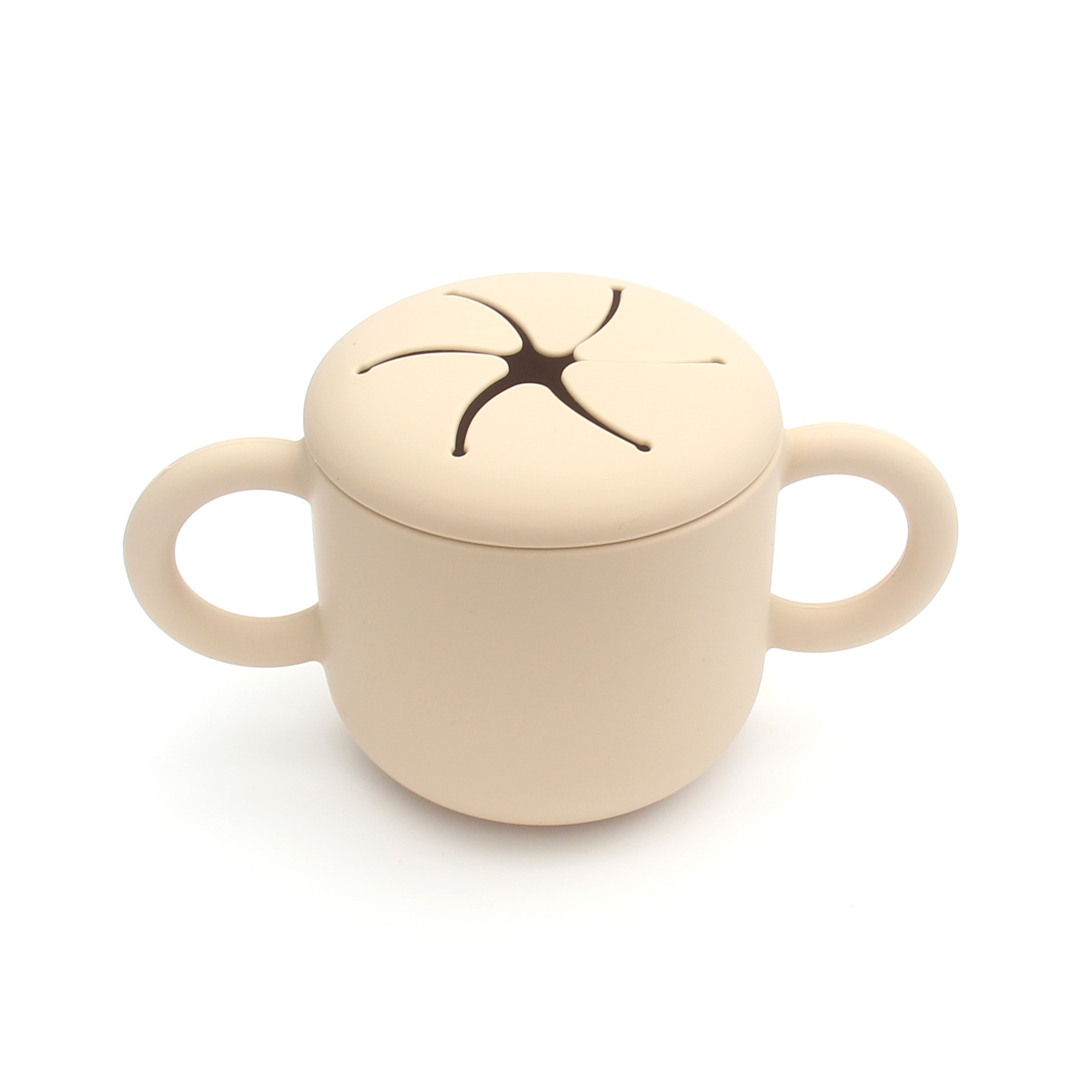 Niños de silicona merienda taza bebé vajilla bebé merienda taza portátil binaural mango niños merienda taza de almacenamiento