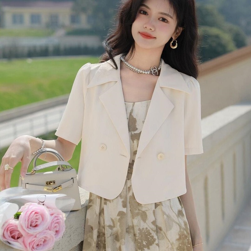 Summer 2026 New Design Niche High-End Short Jacket for Women, Thin Short-Sleeved Blazer Summer 2026 New Design Niche High-End Short Jacket for Women, Thin Short-Sleeved Blazer