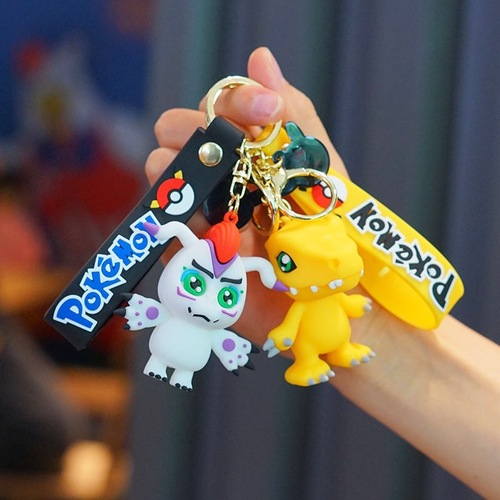 New Style Keychain for Women, Cute Digimon Car Hook Decorative Doll Machine Student Schoolbag Accessory Key Ring Wholesale