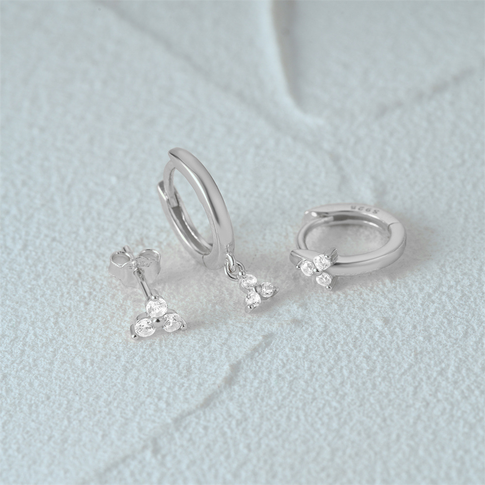 3g Weight Hoop Earrings, Ear Studs Classification 1 Set Quantity Daily Occasion 925 Sterling Silver Material Star, Butterfly Pattern Women's Gender Plating Design Simple Style Style 1 Set 925 Sterling Silver Star Butterfly Hoop Earrings Ear Studs 15