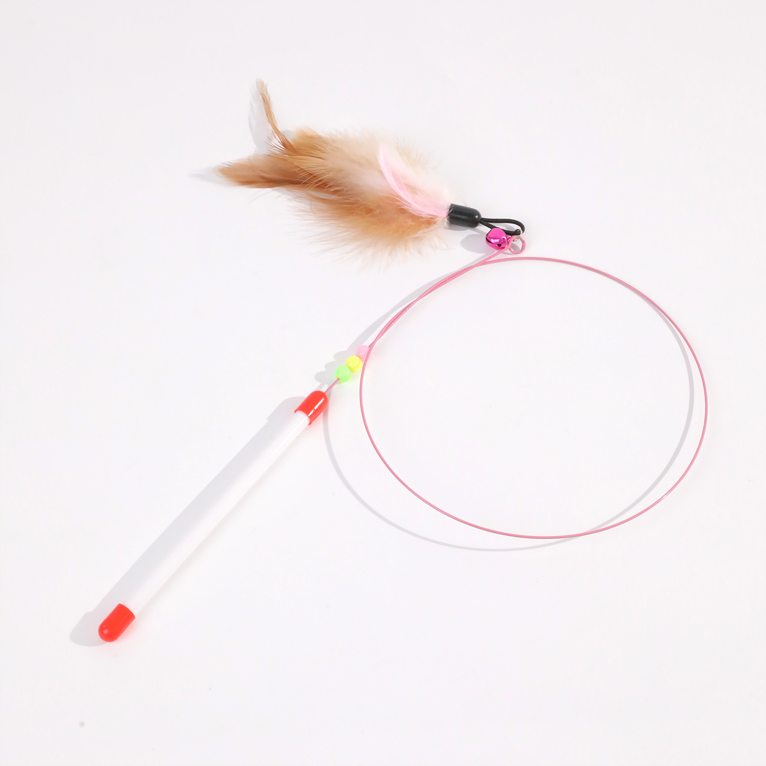 Venta directa de fábrica de varita de alambre de acero para estimular gatos con cabeza reemplazable, varita con cascabel para aliviar el aburrimiento de los gatos, juguete para gatos al por mayor.