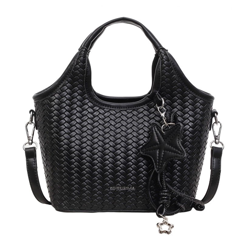 Ventas calientes nuevas bolsas de cubo retro de gran capacidad de moda tejida canasta de verduras bolsa de mano de viaje de hombro