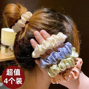 French Style Simple Large Bowel Hair Ring Elegant Women's Hair Strap Hair Rope Ball Hair Accessories Hair Rope Leather Cover Hair Flower