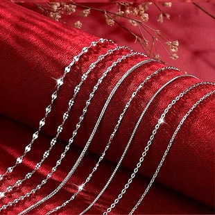 S925 sterling silver white gold necklace women's clavicle chain accessories box O-line water wave chain simple versatile chain wholesale